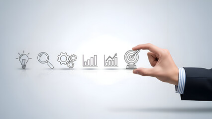 Hand Drawing Business Icons on Transparent Glass