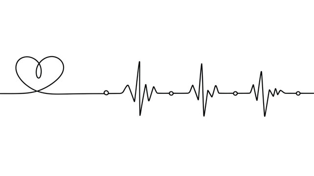 Heartbeat representation with ekg waves Vector