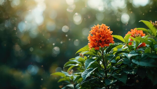 Creeper trumpet blossoms in a garden setting, showcasing flowering plants for landscape design, Earth Day