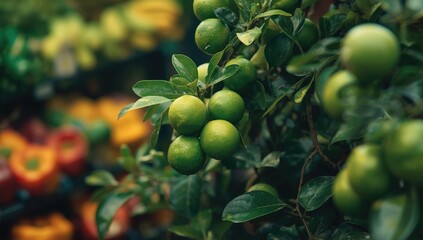 Lime growing on the plant, its tart flavor as a citrus crop, Earth Day