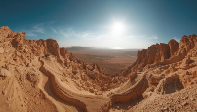 View of the Peratzim valley featuring a canyon formed in lissan marl rocks, erosion prevention focus