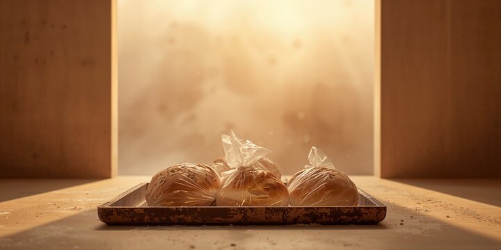 Display of neatly wrapped pita bread with multiple flavors, ideal for UI background