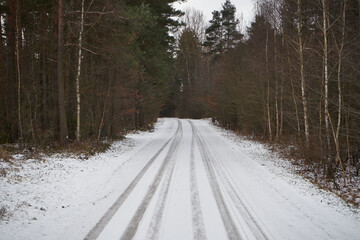 droga asfaltowa,zima 