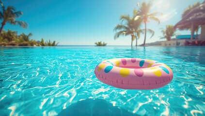 Inflatable ring-shaped pool floats designed for summer leisure and relaxation