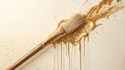 Gold-accented watercolor brush with splatter and grunge textures, suitable for creative design projects