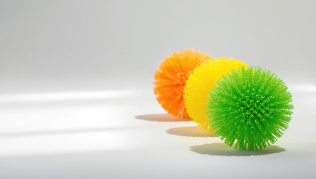 Multicolored plastic kitchen sponges designed for efficient scrubbing, highlighting surface compatibility and cleaning effectiveness
