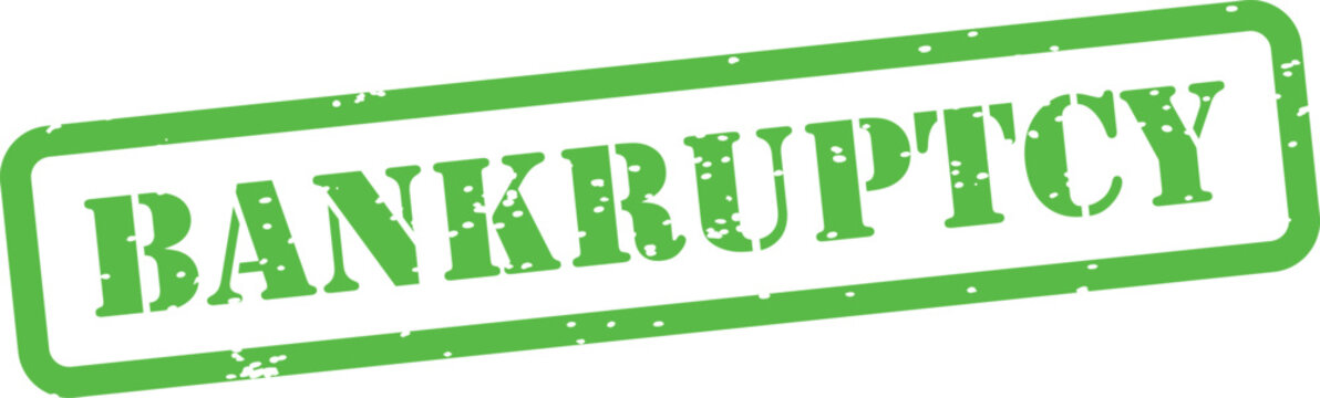 Green bankruptcy stamp on white