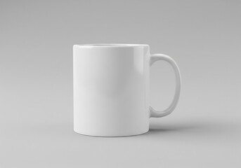 Obraz premium White ceramic mug mockup on neutral background with even lighting