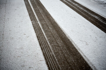 droga asfaltowa,zima 