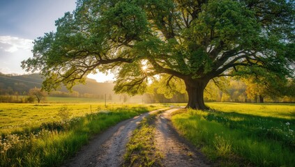 Sunlit rural area with trees, highlighting natural erosion risk