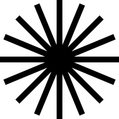 Black Sunburst Radial Lines, Abstract Graphic Design Element, Modern shape 
