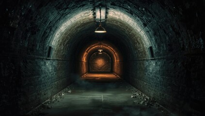 Obraz premium Low-light corridor with subtle lighting, suitable for interior design or architecture layout backgrounds