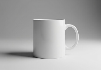 Fototapeta premium White ceramic mug mockup simple studio shot with soft shadow