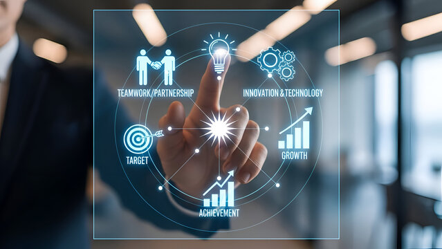 Businessman Interacting with Futuristic Digital Interface - Powered by Adobe