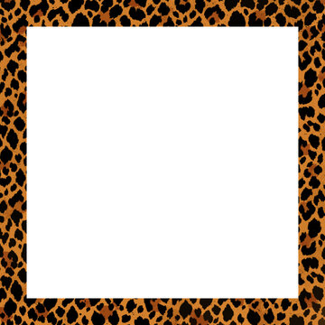 Leopard Print Square Frame, Wild Animal Pattern Border Design, Tiger print frame
