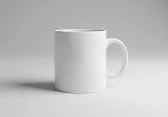 Fototapeta premium Minimal white ceramic mug mockup with neutral background and soft light