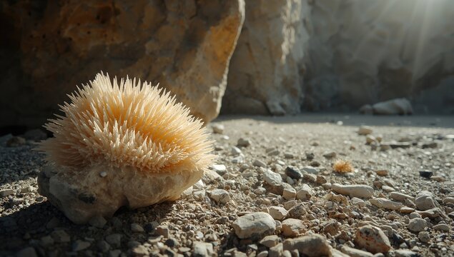 Fossilized sponge with quartz replacement from a quarry, mineralization process