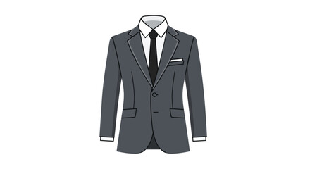 Elegant professional grey suit jacket with classic white shirt and black tie for a sophisticated look
