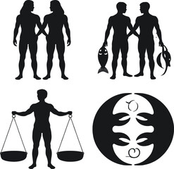 Silhouettes of Couples and Symbols