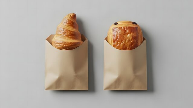 Fresh Pastry in Brown Paper Bag Packaging