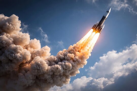 rocket propulsion igniting with dynamic smoke trail