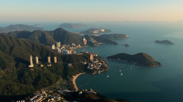 Deep water bay & Repulse Bay Golden Hour Aerial Hong Kong