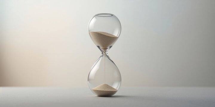Sandglass with empty space for copying, the importance of time management and task prioritization