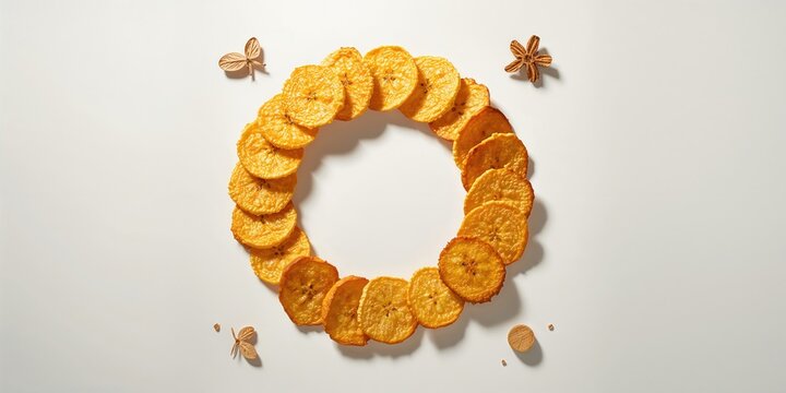 Banana and potato slices transformed into dehydrated fried wafers, emphasizing snack processing methods, Kerala style, World Snack Day