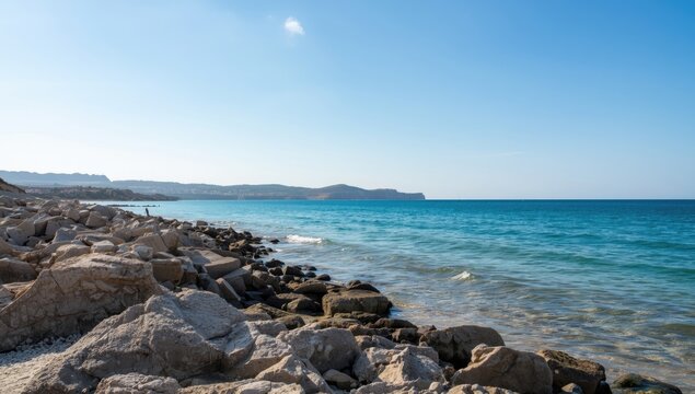 Ong Jmal Beach rugged coast with tranquil waters, ideal for UI backdrop, World Coastal Conservation Day