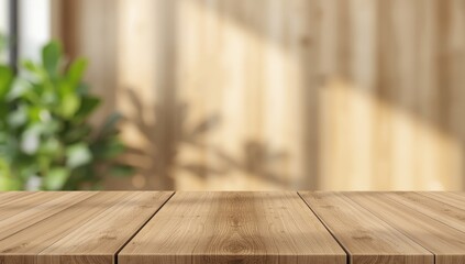 Wood wall with a soft bokeh effect as a backdrop for visual content and graphic elements, UI background