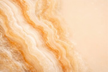 Naklejka premium Natural sedimentary calcium carbonate patterns in beige and orange hues captured close up with copy space