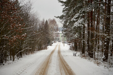 droga asfaltowa,zima  © Marcin Łazarczyk