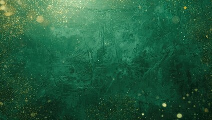 Textile or wallpaper background featuring green abstract cement with gold texture, suitable for editorial headers, Earth Day