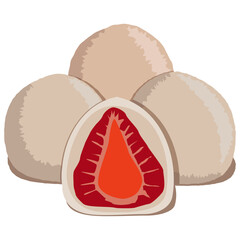 ichigo daifuku, Japanese confection, chewy, soft mochi.