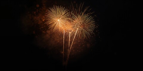 Nighttime fireworks display with vibrant explosions lighting up the sky, typical of large events