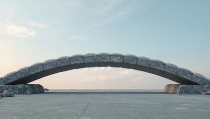 Obraz premium Detailed view of a stone bridge built by hand under a blue sky, highlighting traditional architecture, Earth Day