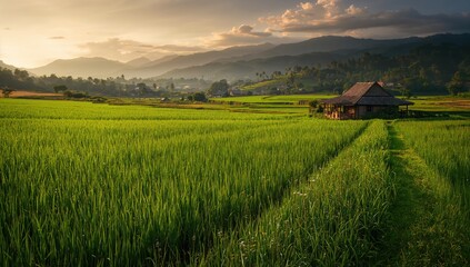 A cottage nestled amid cultivated crops in Phander Valley, highlighting sustainable agriculture