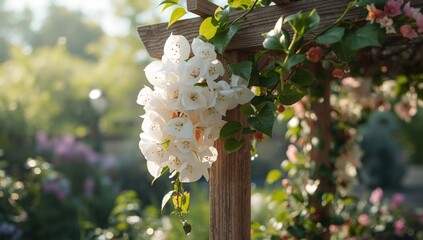 White Bougainvillea, colorful climbing plant enhancing landscape aesthetics