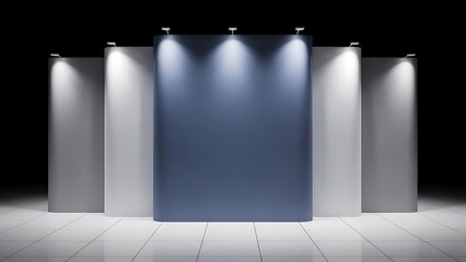 Modern Empty Stage with Spotlight and Panels.