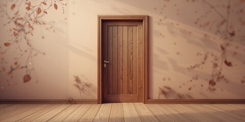 Wooden door surface featuring grunge finish and abstract pattern, suitable for textured wall or background applications