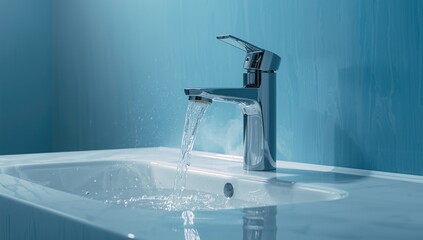 Luxury hotel bathroom fixture with sleek tap, focusing on high-end interior design, World Water Day