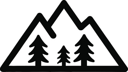 Obraz premium Black silhouette of mountains and pine trees triangular shape