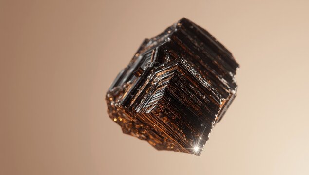 Biotite mica mineral shown in detail focusing on its phyllosilicate texture for educational purposes
