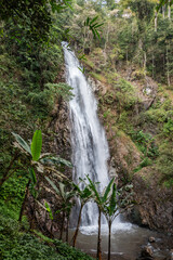 Beautiful view of Khun Korn waterfall an iconic natural attraction place and tallest waterfalls (70 metres) in Chiang Rai province of Thailand.