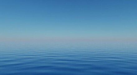 Serene, vast blue space where the water meets the sky. Seamless, fluid gradient and tranquil surface provide ample copy space, empty, serene, boundary