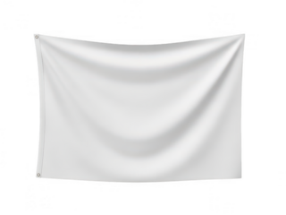 Blank white flag with soft wave effect isolated on transparent background
