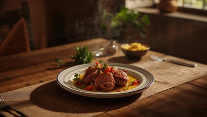 Traditional Arabic Mediterranean cuisine arranged on a dish highlighting fresh produce, ideal for nutritious meals, World Nutrition Day