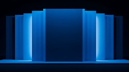 Blue Illuminated Abstract Architectural Columns Background.