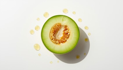 Fresh green melons with smooth textures, suitable for layout backgrounds in culinary design