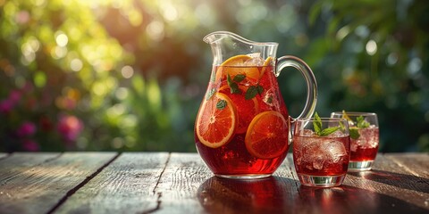 Fruit sangria served in pitcher and glasses, ideal for casual gatherings